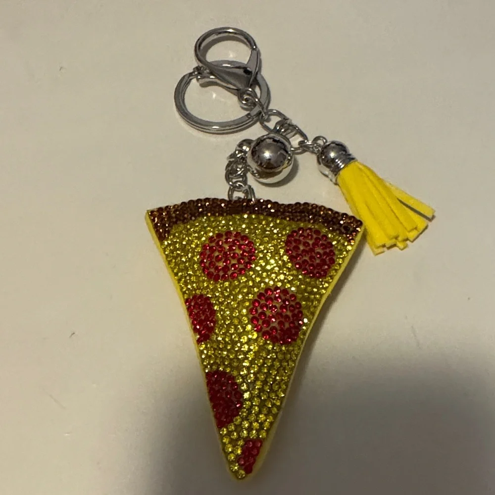 Yellow and Red Pizza Slice Keychain